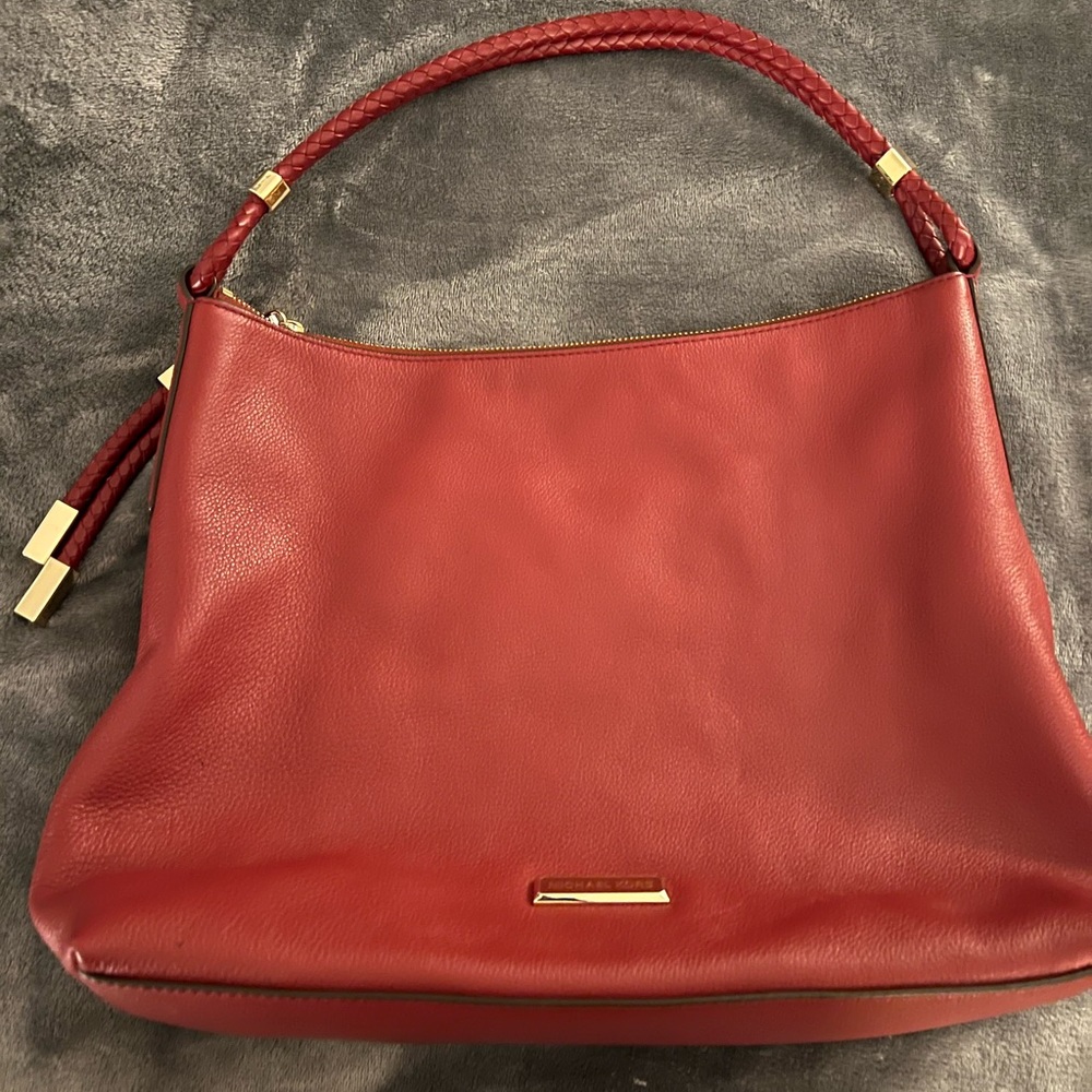 Michael kors large brandy pebbled leather bag gently used